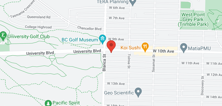 map of 102 4696 W 10TH AVENUE